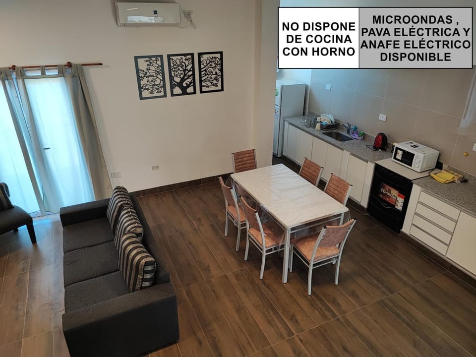 Kitchen or kitchenette, Living room, Dining area, minibar, air conditioner