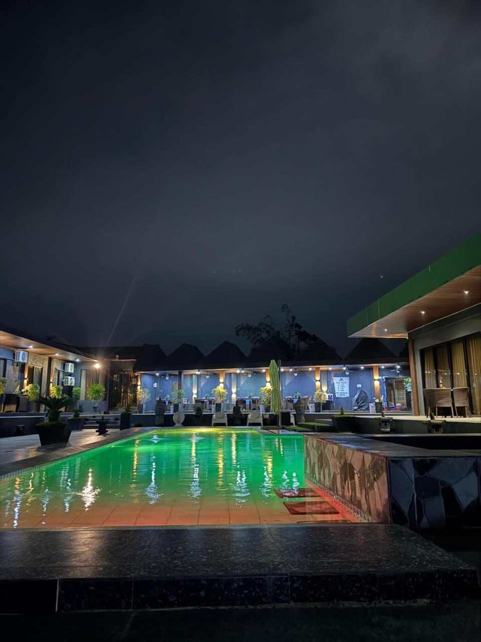Property building, Night, Pool view, Swimming pool