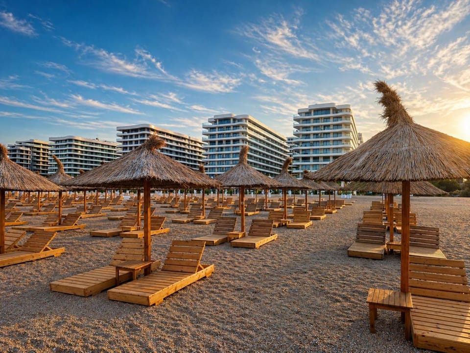 Beach, Sea view, sunbed