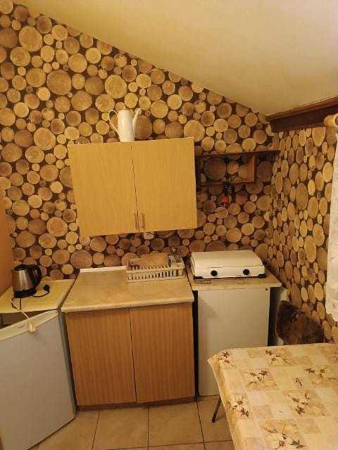 Kitchen or kitchenette, stove