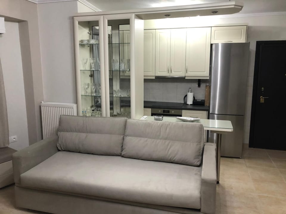 Kitchen or kitchenette, Living room, Seating area, Dining area