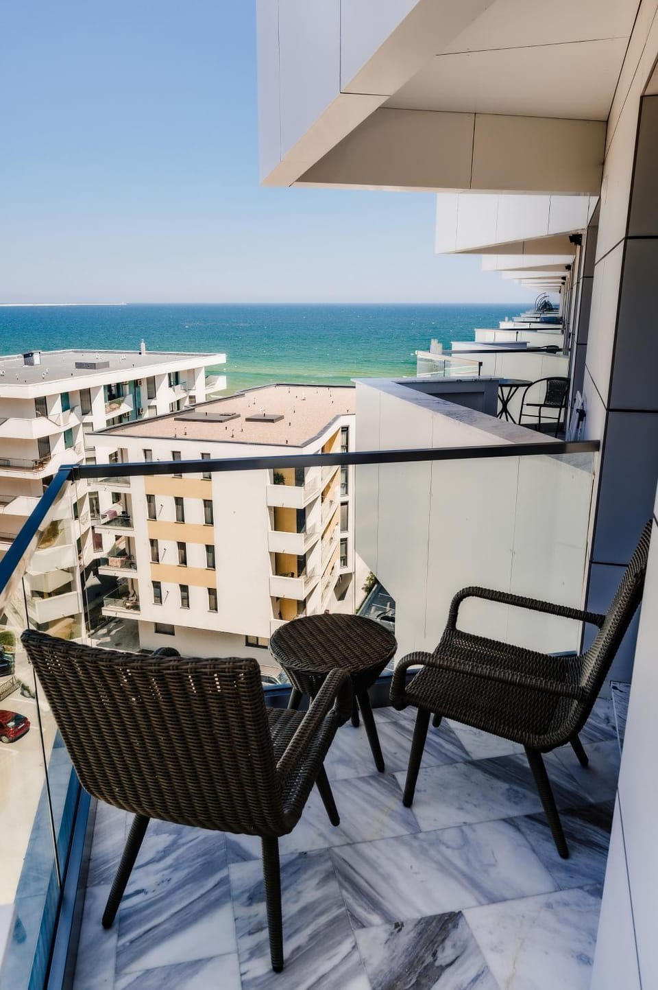 View (from property/room), Balcony/Terrace, Seating area, Sea view