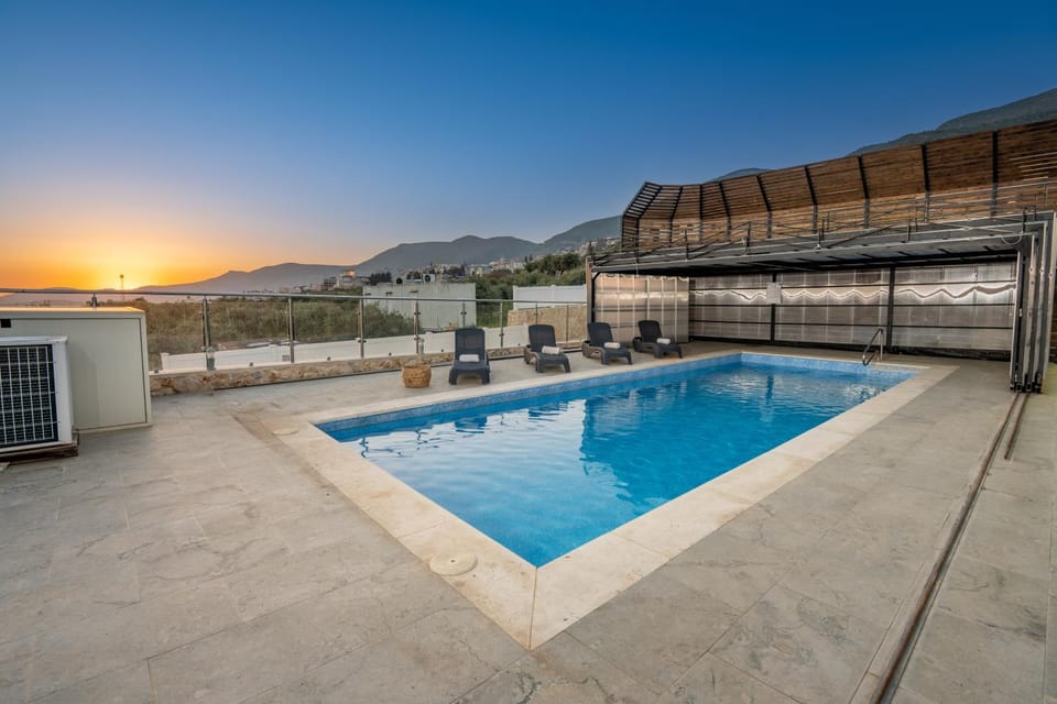 Pool view, Swimming pool, Sunset