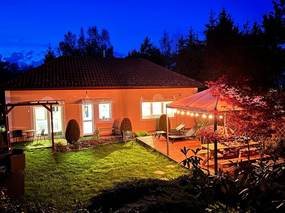 Property building, Night, Garden view