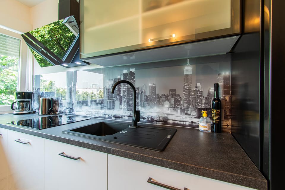 Kitchen or kitchenette, dishwasher, stove