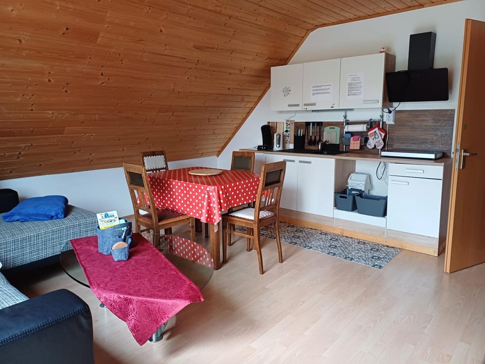 Kitchen or kitchenette, Living room, Dining area