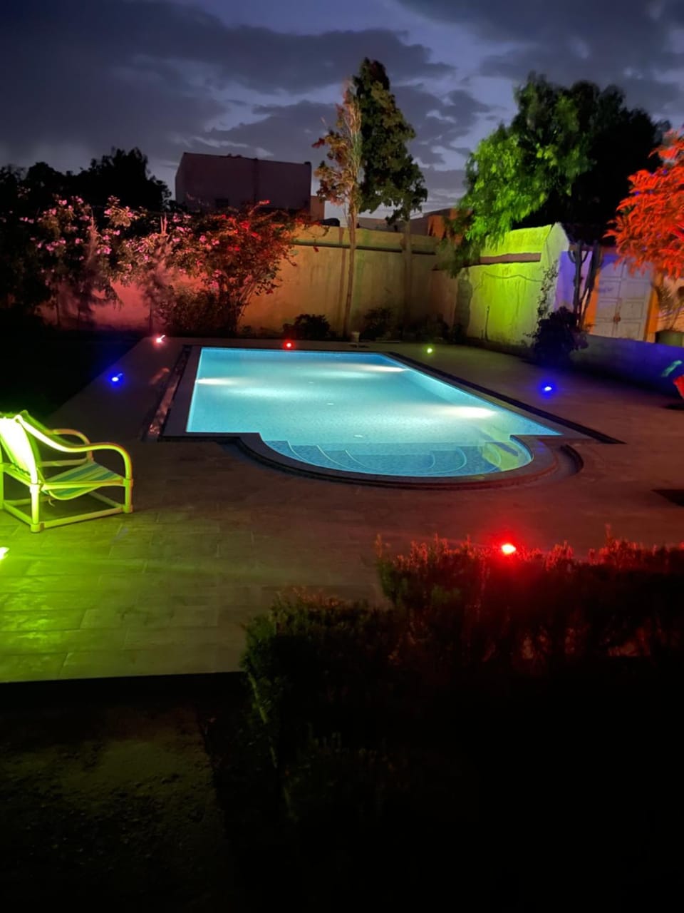 Night, Pool view, Swimming pool