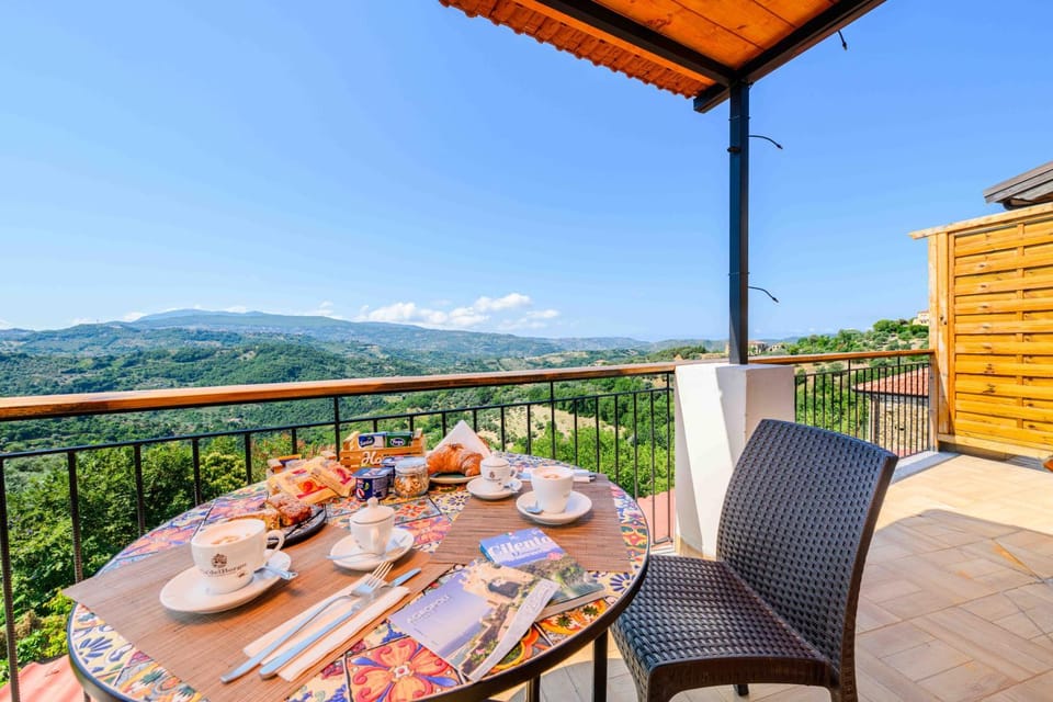 Patio, Natural landscape, View (from property/room), Balcony/Terrace, Food, Mountain view, Breakfast