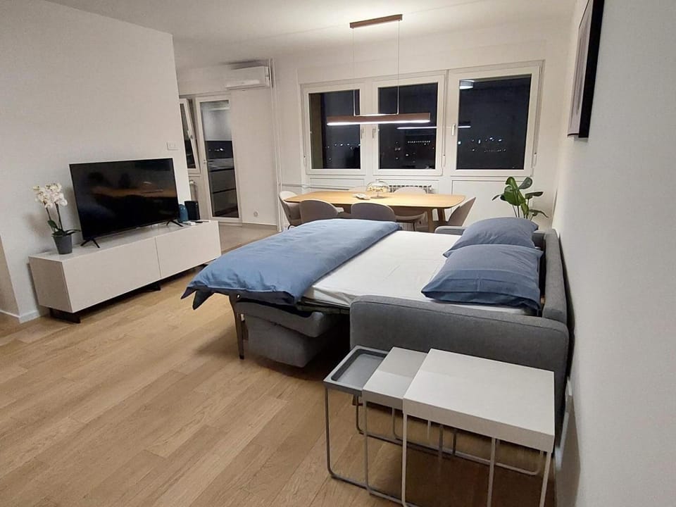 Bed, TV and multimedia, Living room, Photo of the whole room, Seating area, Dining area, Bedroom