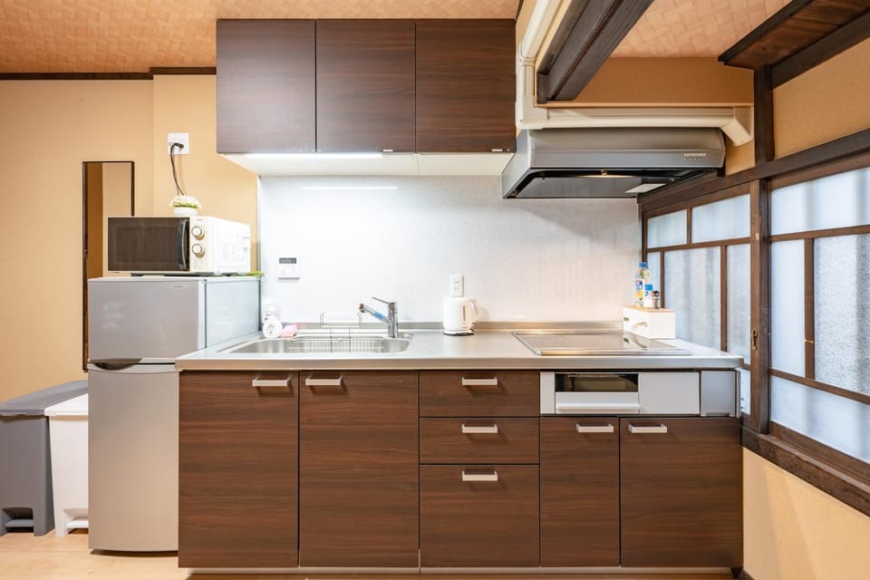 Kitchen or kitchenette, stove