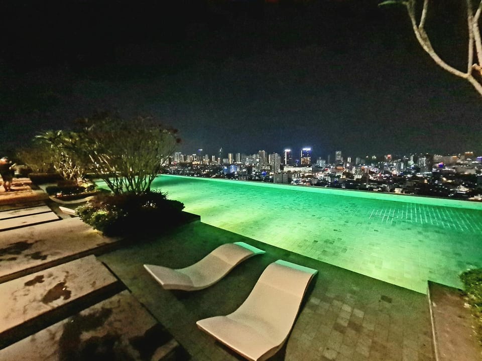Night, Natural landscape, Balcony/Terrace, City view, Pool view, Swimming pool