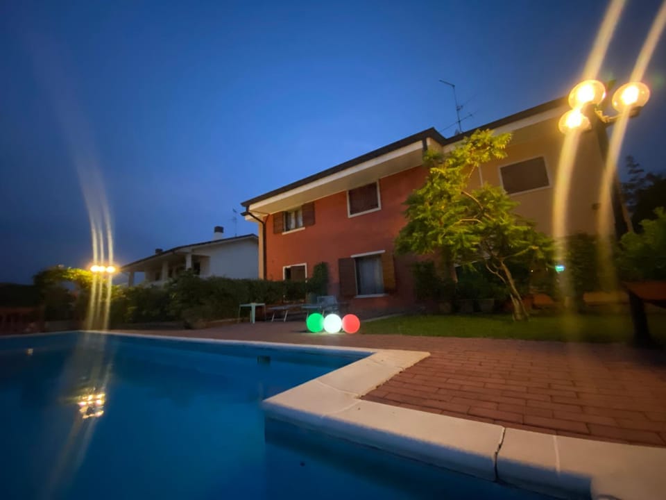 Property building, Night, Swimming pool