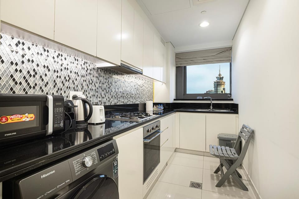 Kitchen or kitchenette, oven, stove, toaster