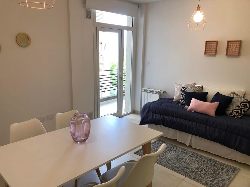 Bed, Living room, Dining area