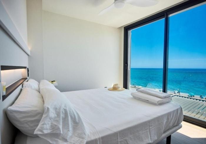 Bed, View (from property/room), Photo of the whole room, Beach, Bedroom, Sea view