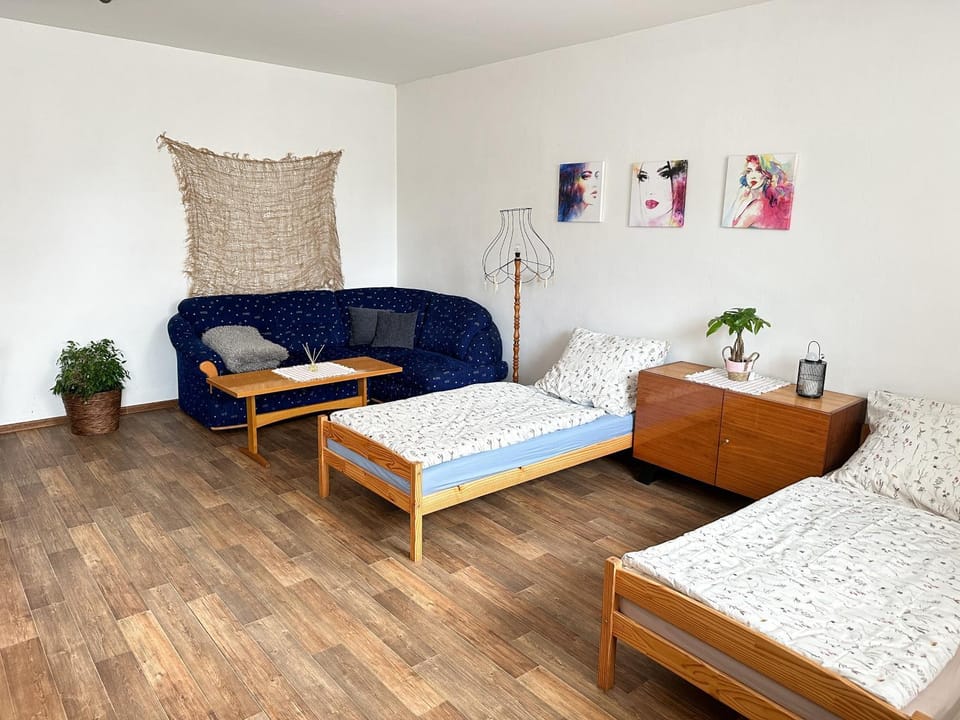 Bed, Living room, Photo of the whole room, Seating area, Bedroom