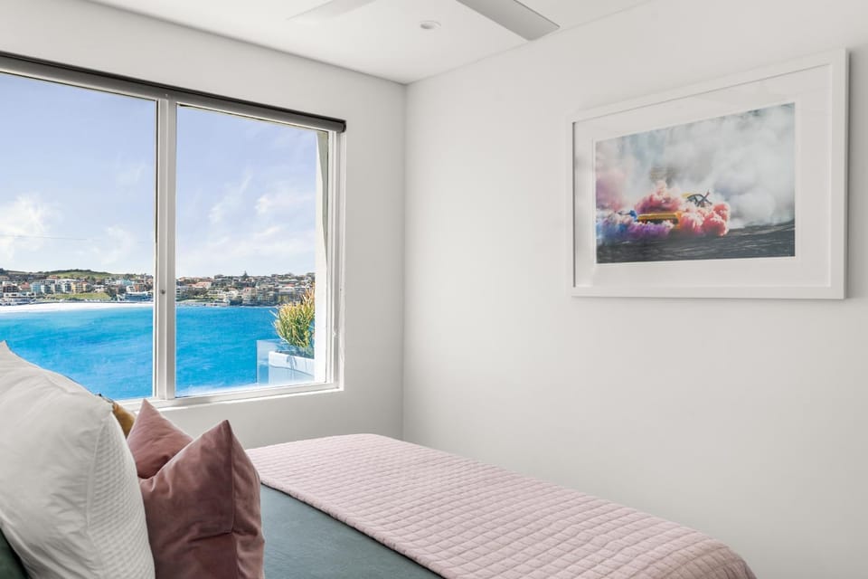 Bed, Natural landscape, Bedroom, Sea view