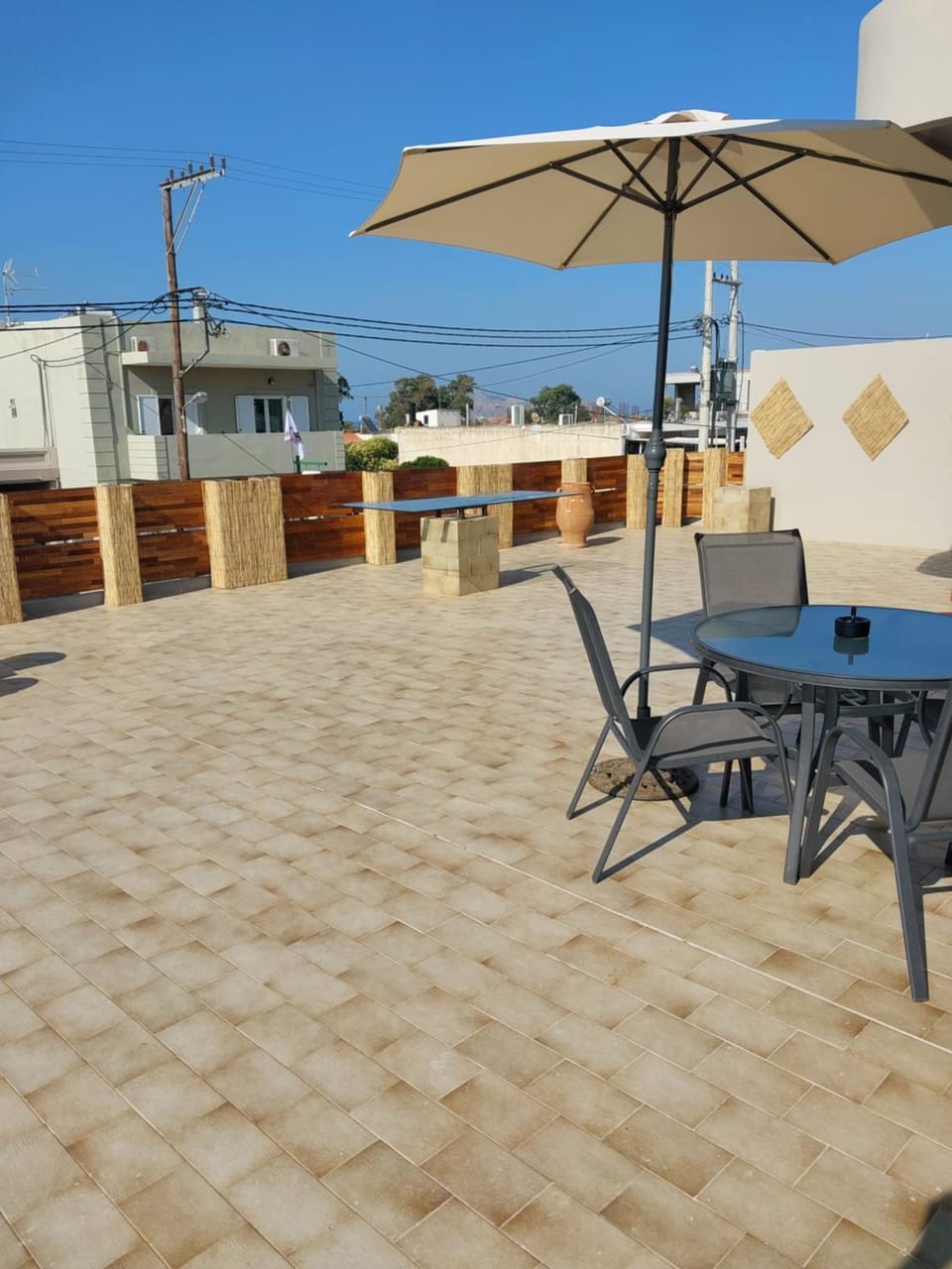 Property building, Patio, Day, View (from property/room), Balcony/Terrace, sunbed