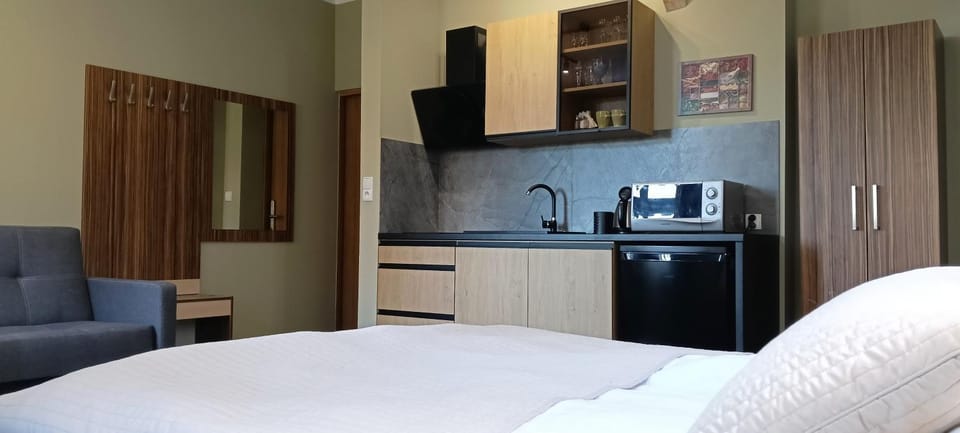 Coffee/tea facilities, Kitchen or kitchenette, Photo of the whole room, stove