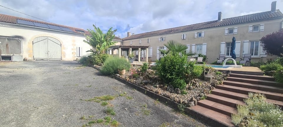 Property building, Patio, Garden, Swimming pool