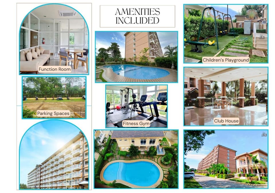 Property building, Communal lounge/ TV room, Day, Evening entertainment, Text overlay, Pool view, Swimming pool