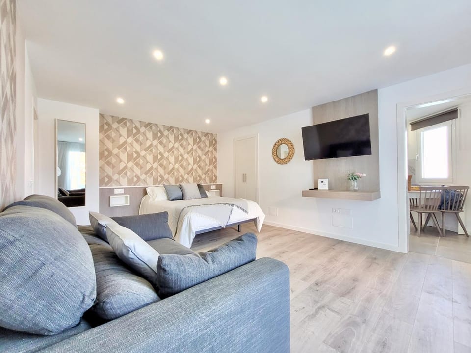 Bed, TV and multimedia, Living room, Photo of the whole room, Bedroom