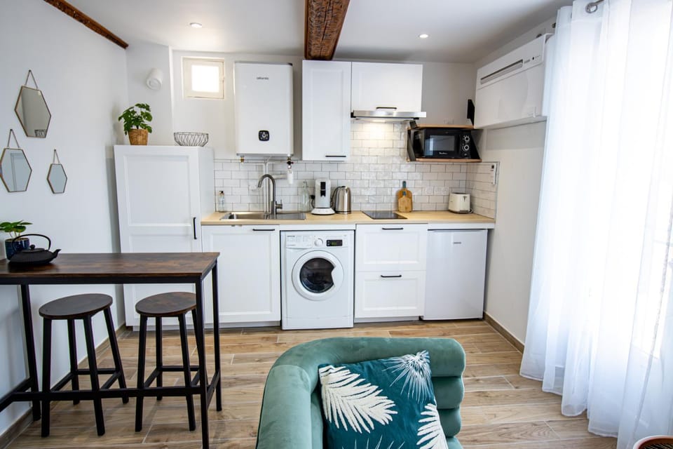 Coffee/tea facilities, Kitchen or kitchenette, Seating area, Dining area, minibar, stove, toaster, washing machine, dryer, kitchen, air conditioner