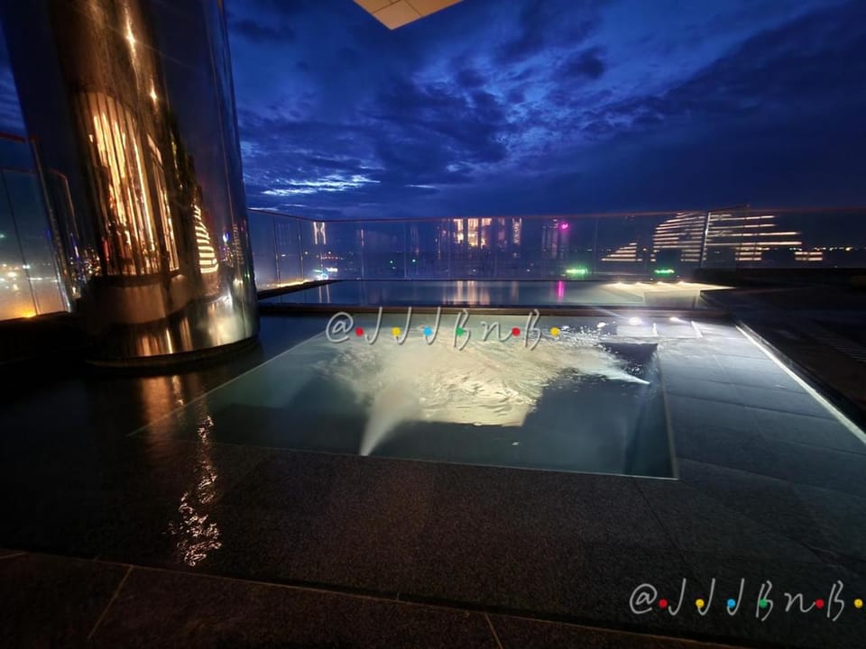 Night, Pool view, Swimming pool