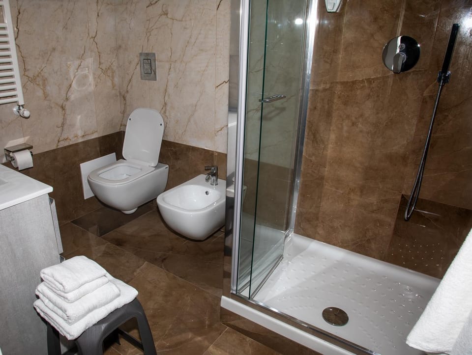 Shower, Toilet, Bathroom, Bath, bidet, towels