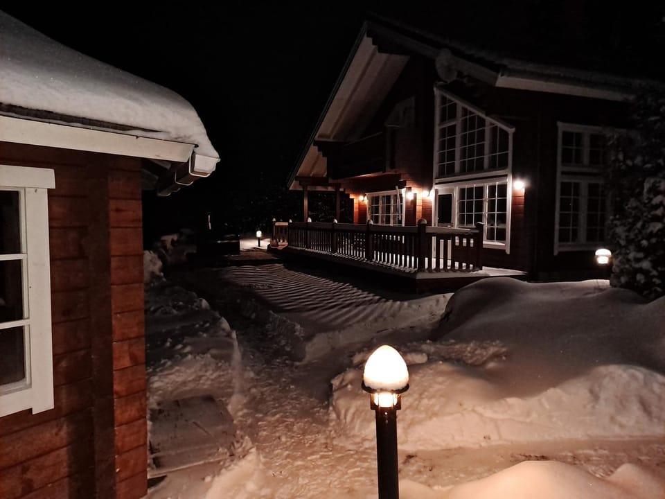 Property building, Night, Winter, Balcony/Terrace