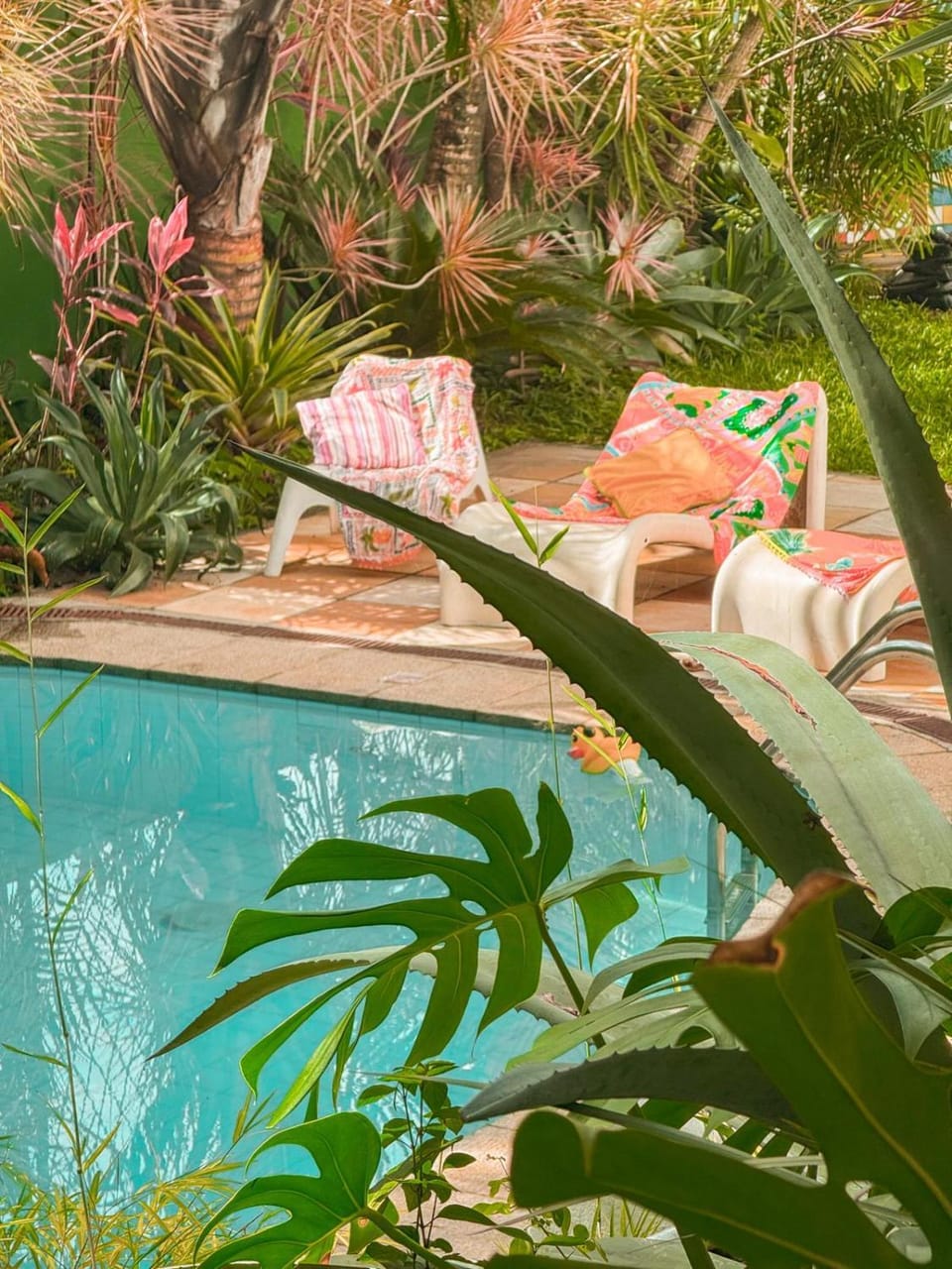 Swimming pool, sunbed