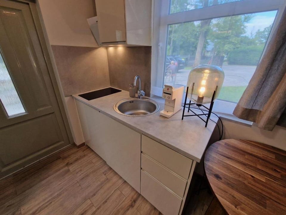 Kitchen or kitchenette, stove