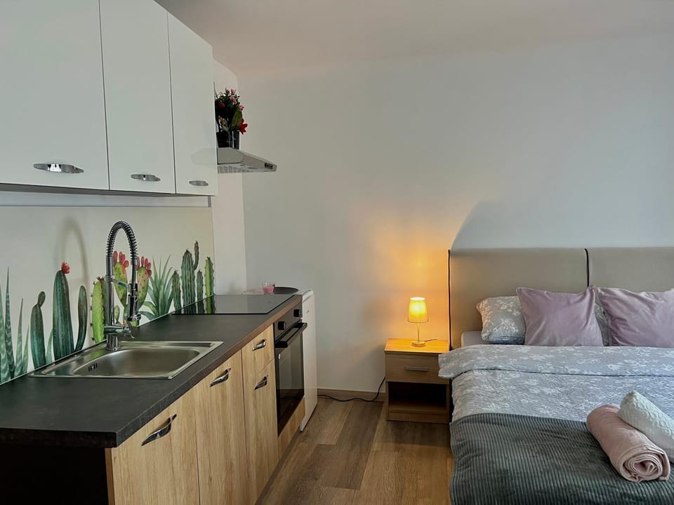 Bed, Kitchen or kitchenette, Photo of the whole room, Bedroom, stove