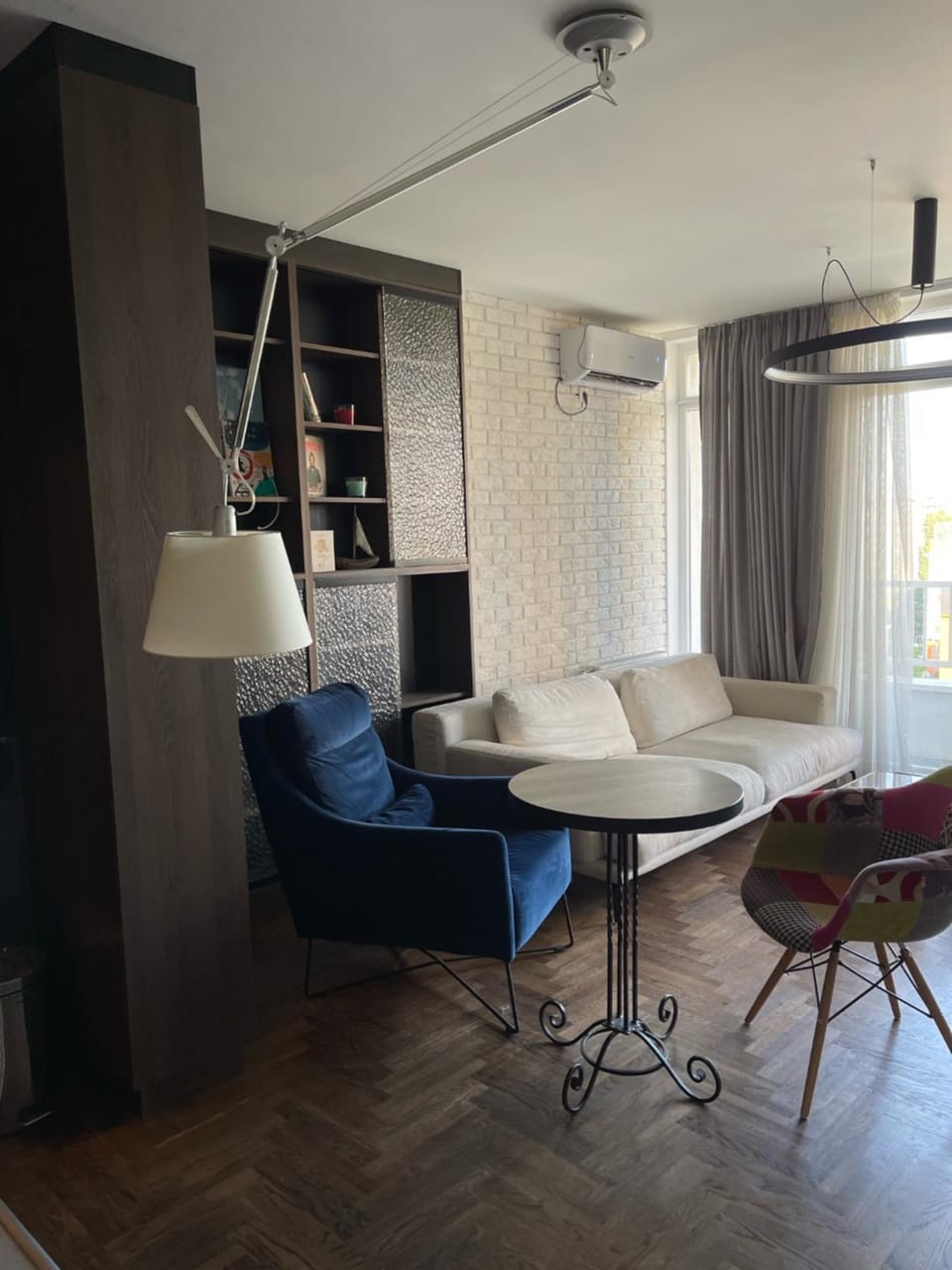 Living room, Seating area, hair dresser, air conditioner