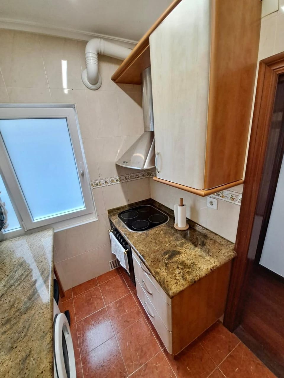 Kitchen or kitchenette, stove