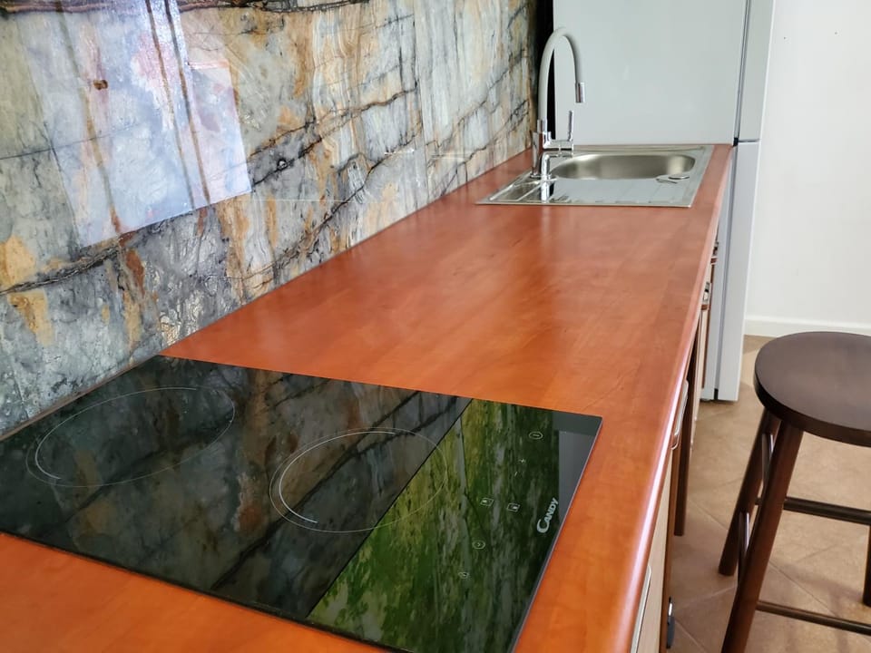 Kitchen or kitchenette, stove