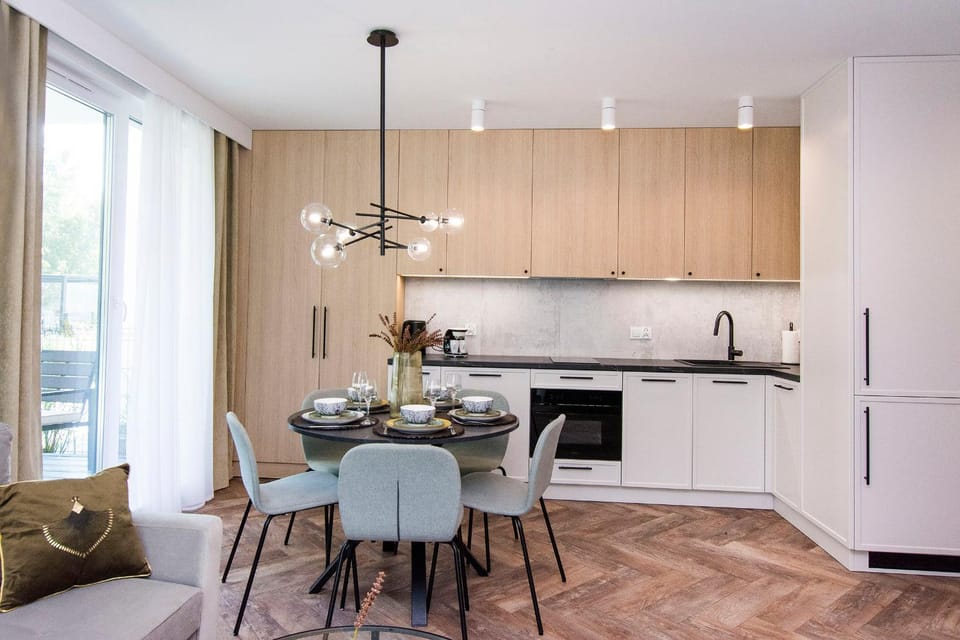 Kitchen or kitchenette, Living room, Dining area