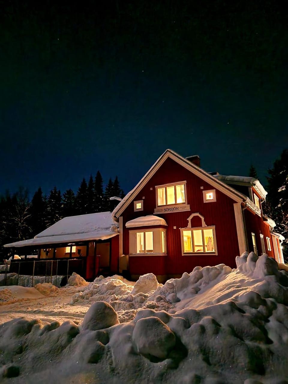Property building, Night, Winter