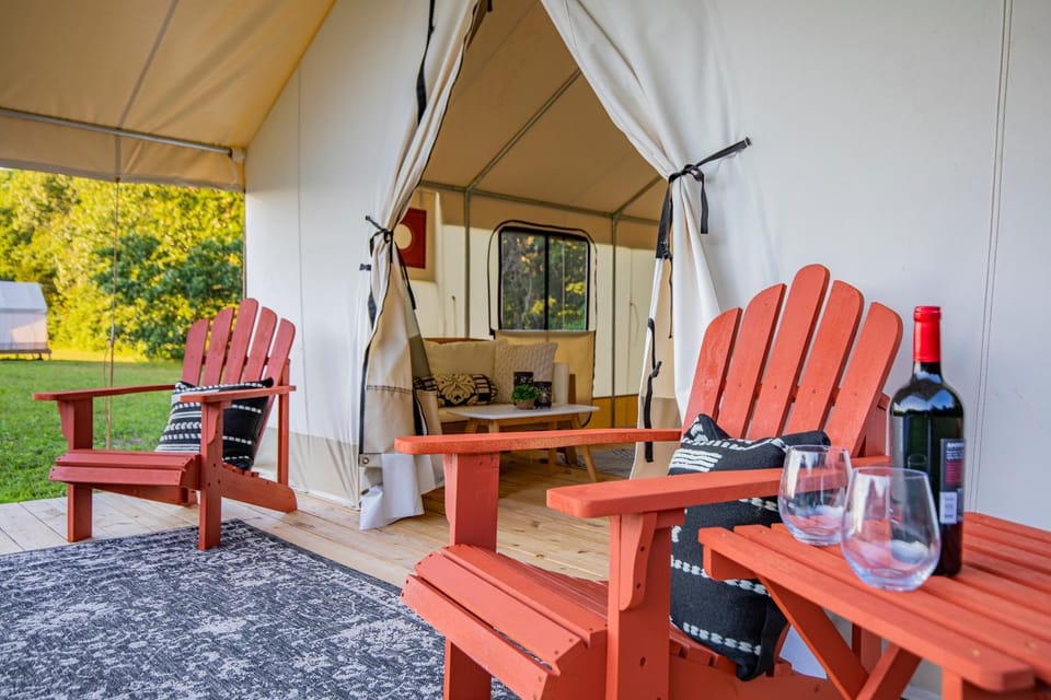 Nature's Haven with a Cozy River Escape Luxury tent in Roaring River Township