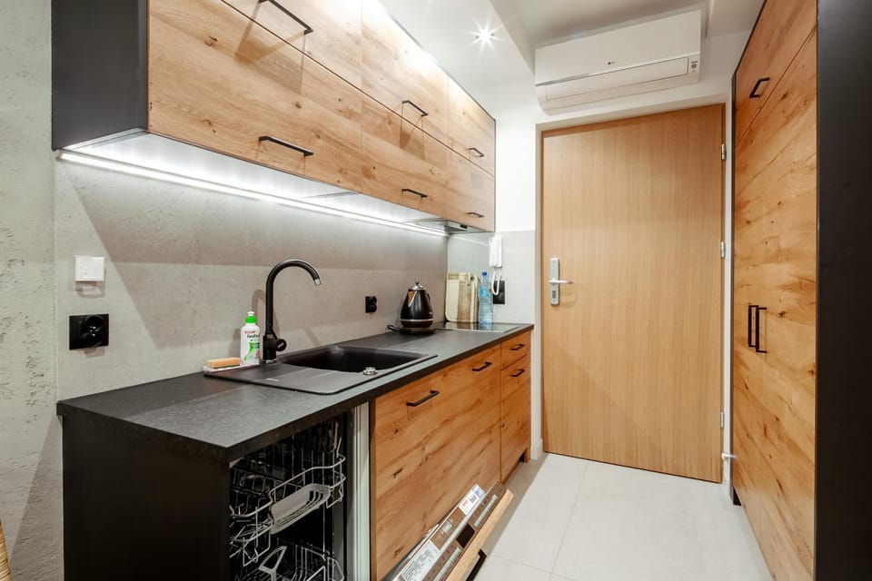 Kitchen or kitchenette, stove