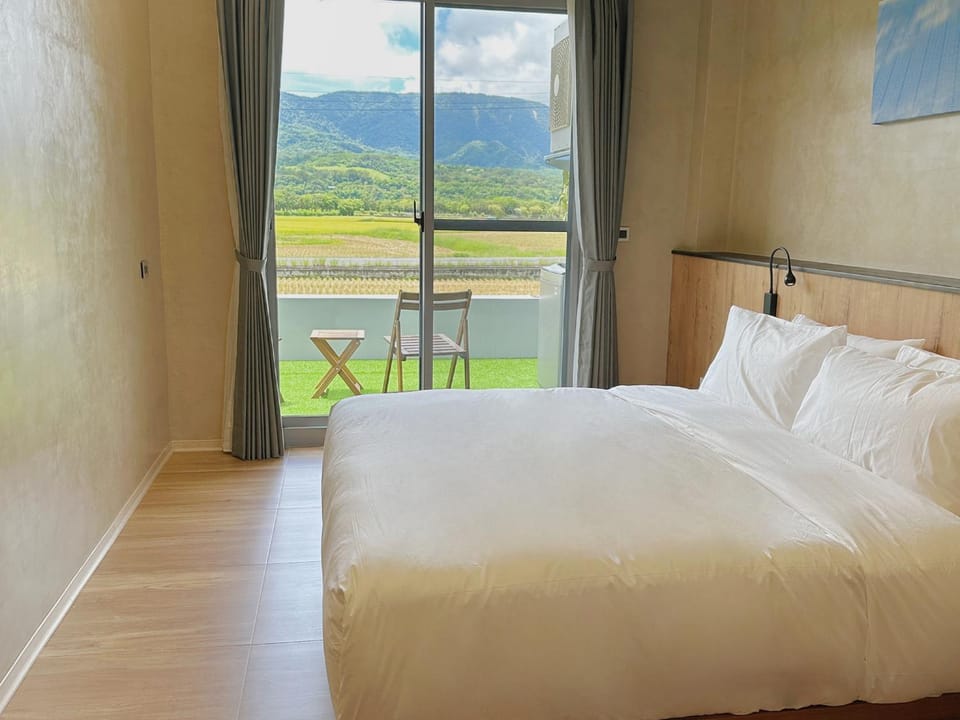 Bed, Natural landscape, Bedroom, Mountain view