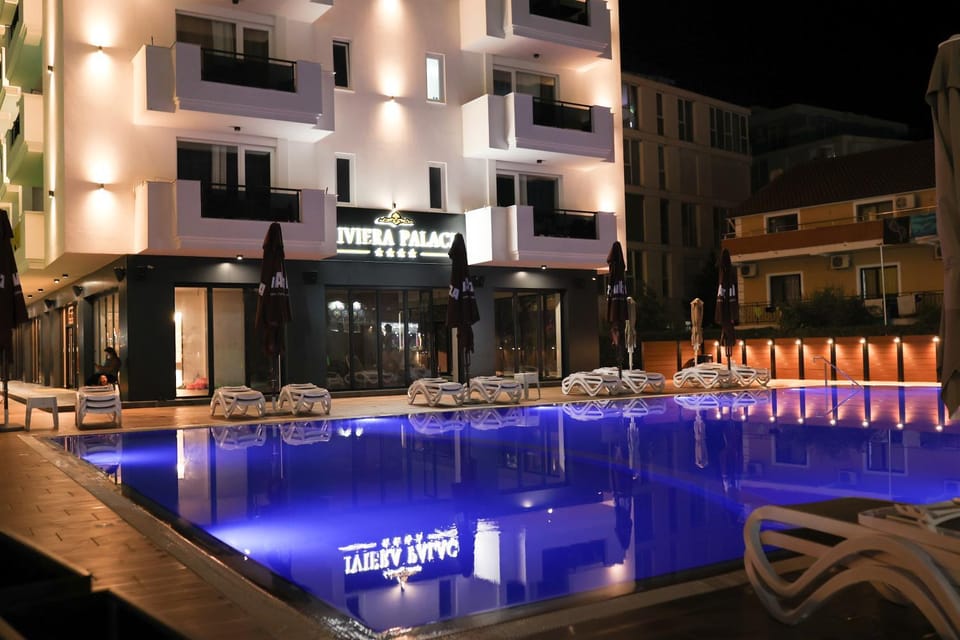 Property building, Night, Pool view, Swimming pool, Swimming pool