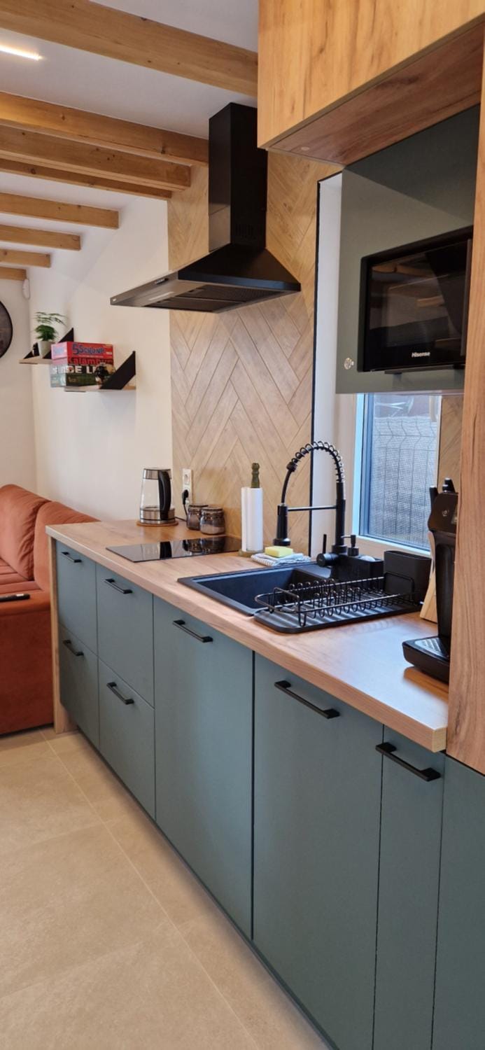 Kitchen or kitchenette, minibar, stove