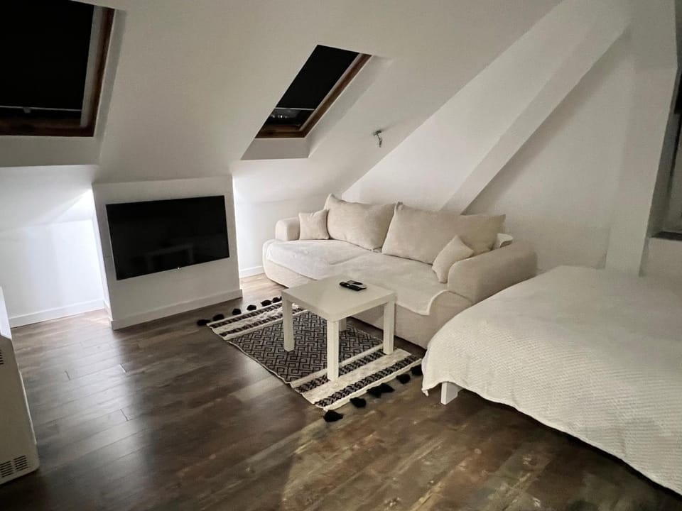 Bed, TV and multimedia, Living room, Photo of the whole room, Seating area, Bedroom