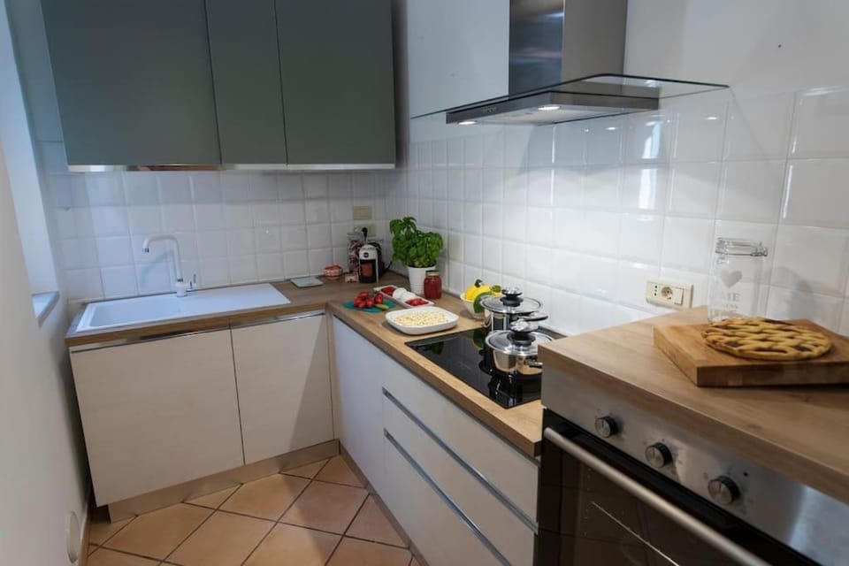 Kitchen or kitchenette, stove