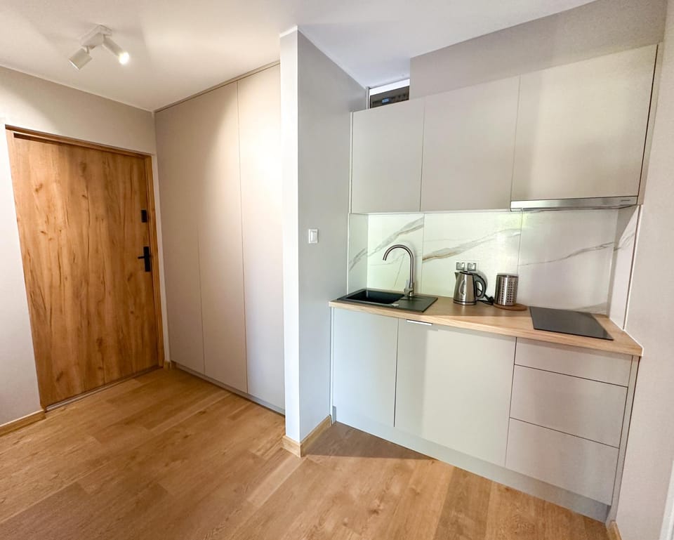 Coffee/tea facilities, Kitchen or kitchenette, stove, wardrobe