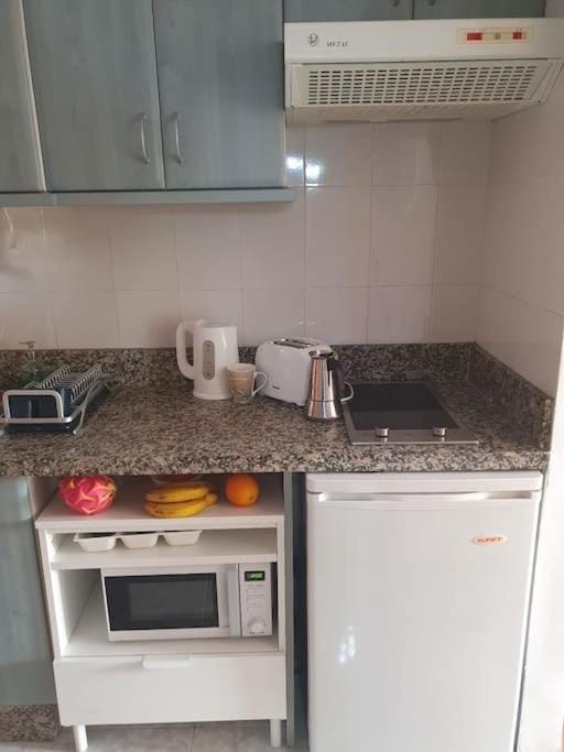 Kitchen or kitchenette, minibar, stove, toaster