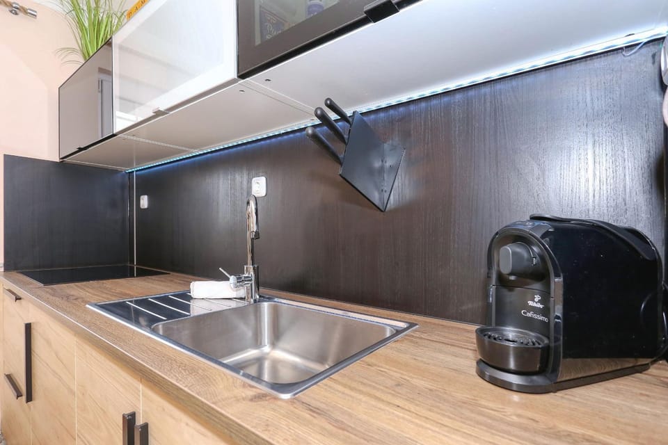 Kitchen or kitchenette, stove