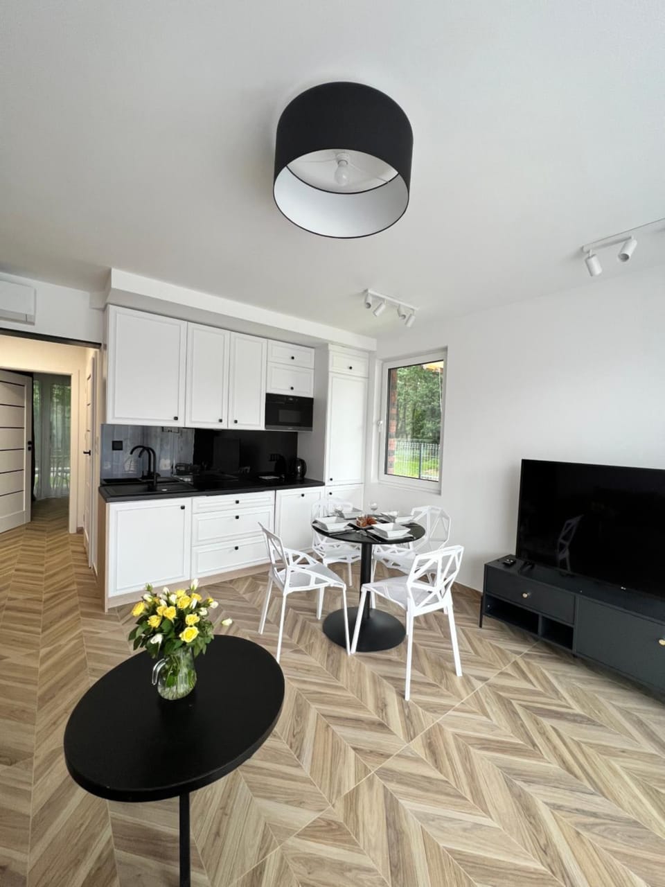 Kitchen or kitchenette, Living room, Dining area