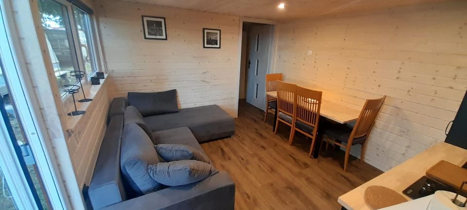 Kitchen or kitchenette, Living room, Seating area, Dining area